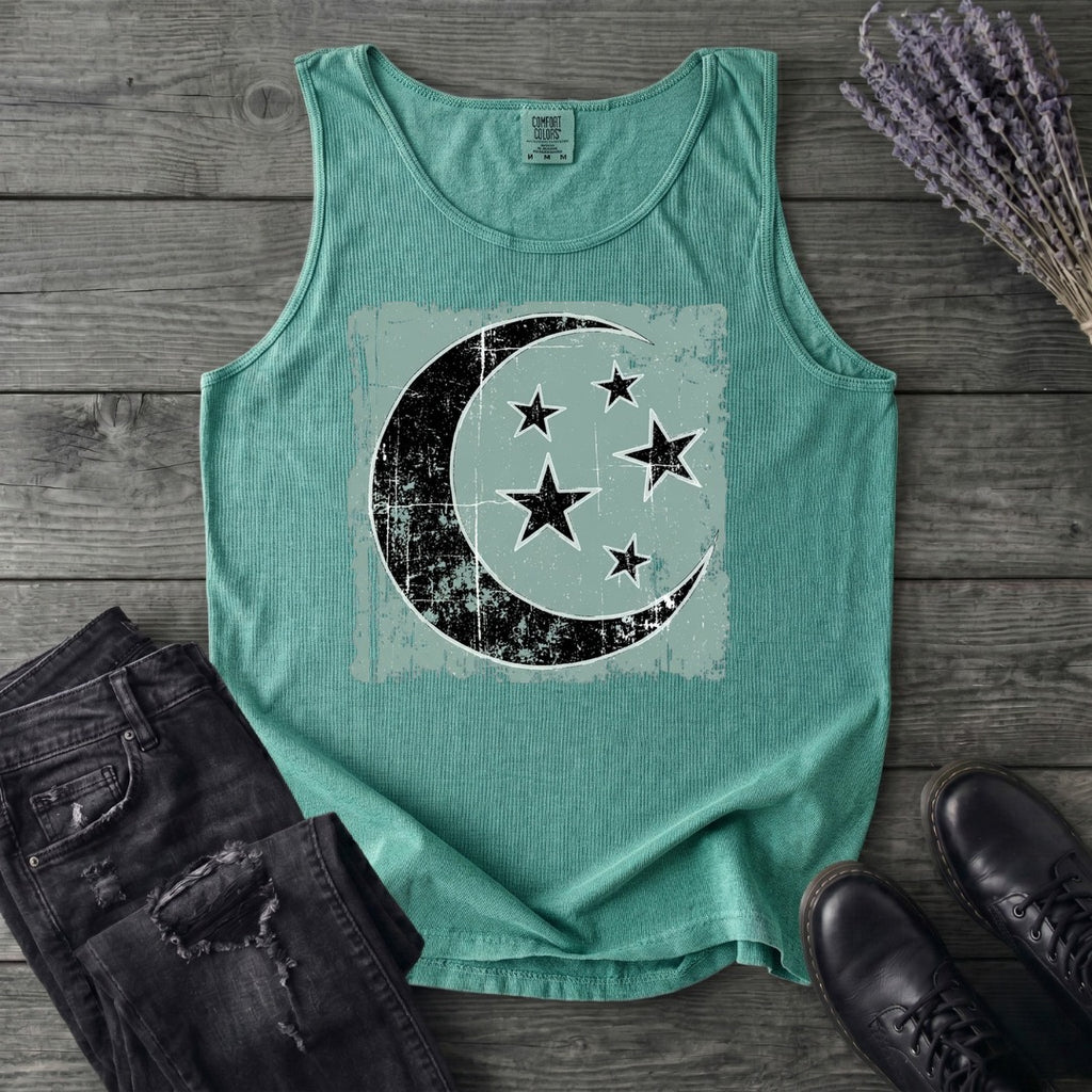Grunge Moon Stars Tank Top