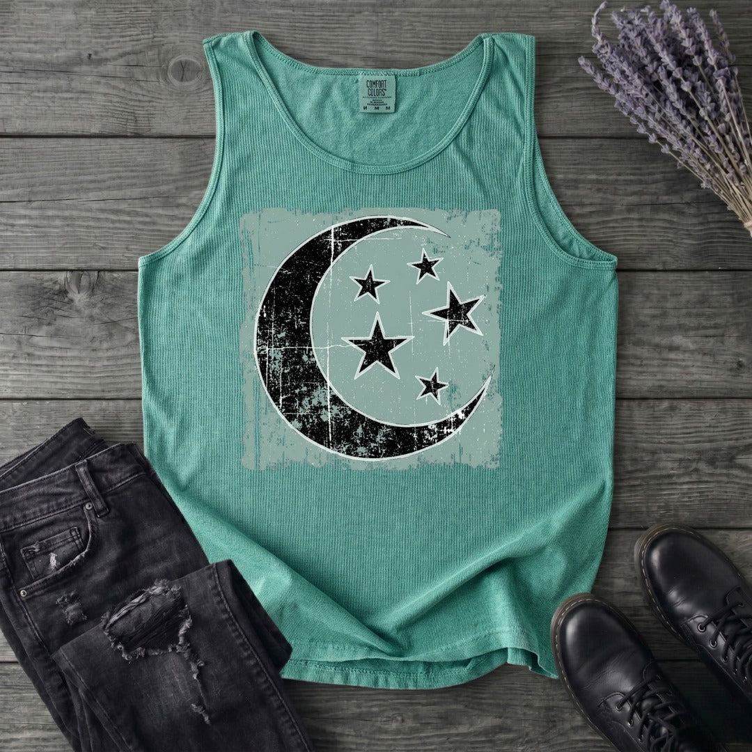 Grunge Moon Stars Tank Top