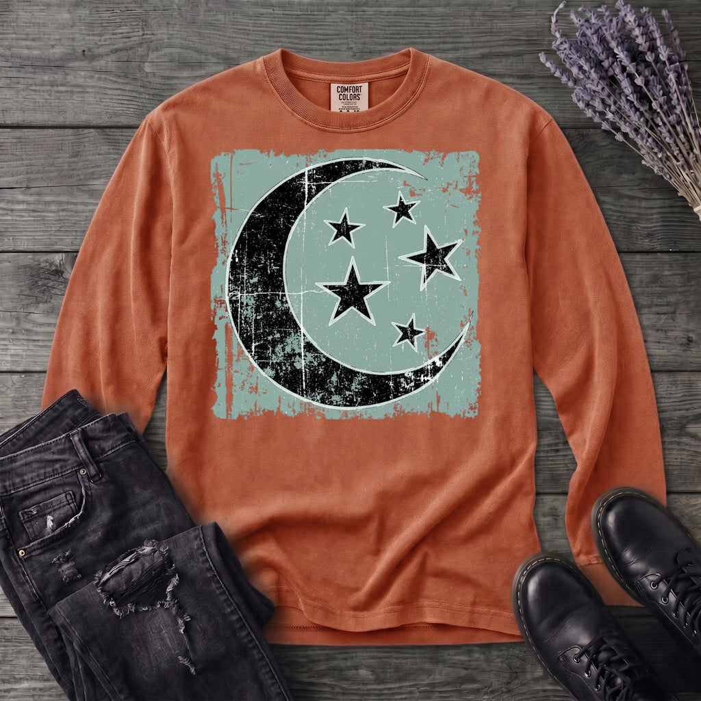 Grunge Moon Stars Long Sleeve T-Shirt