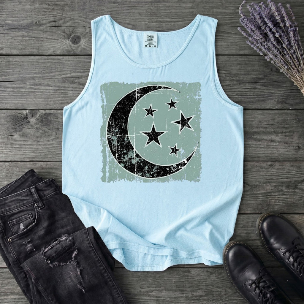 Grunge Moon Stars Tank Top