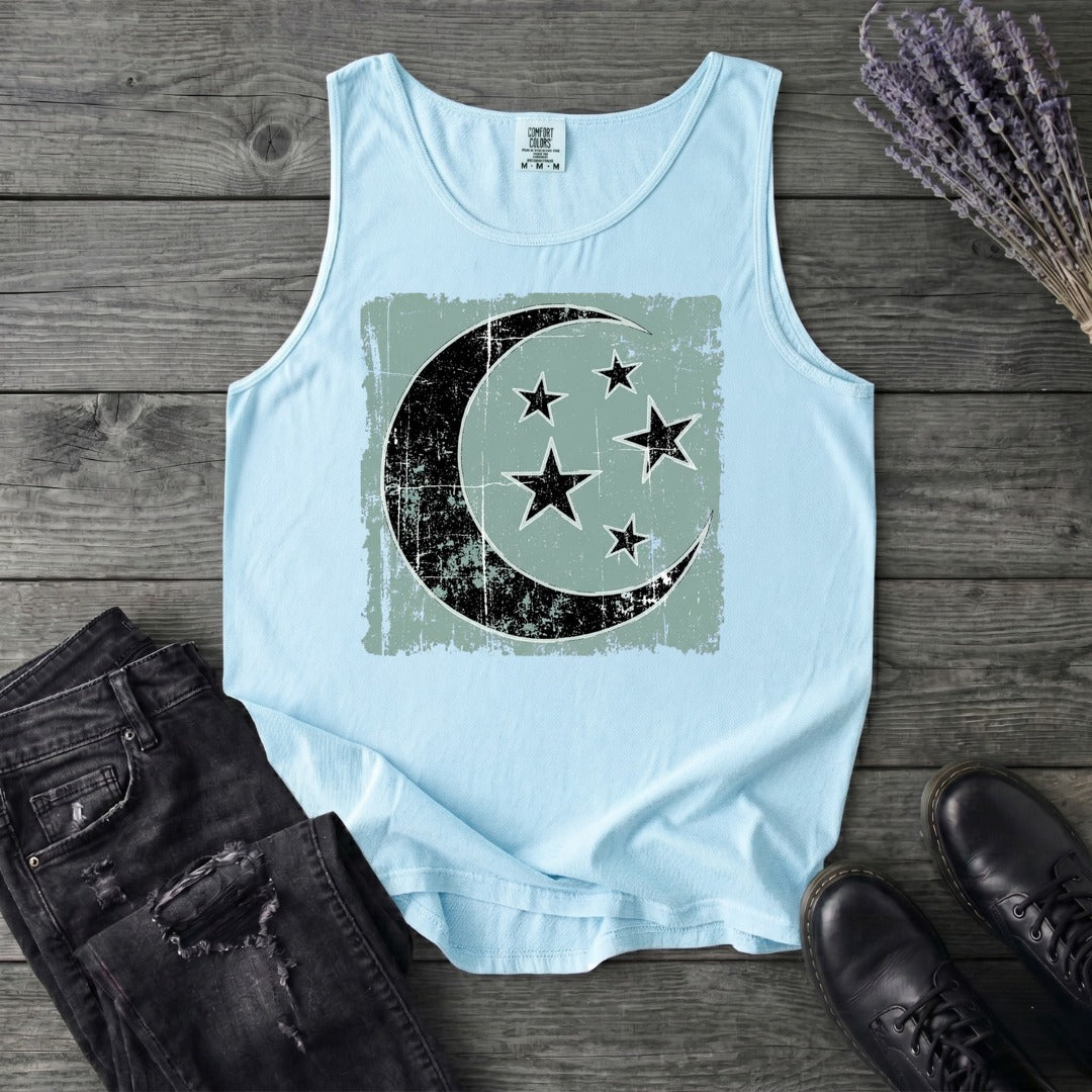 Grunge Moon Stars Tank Top