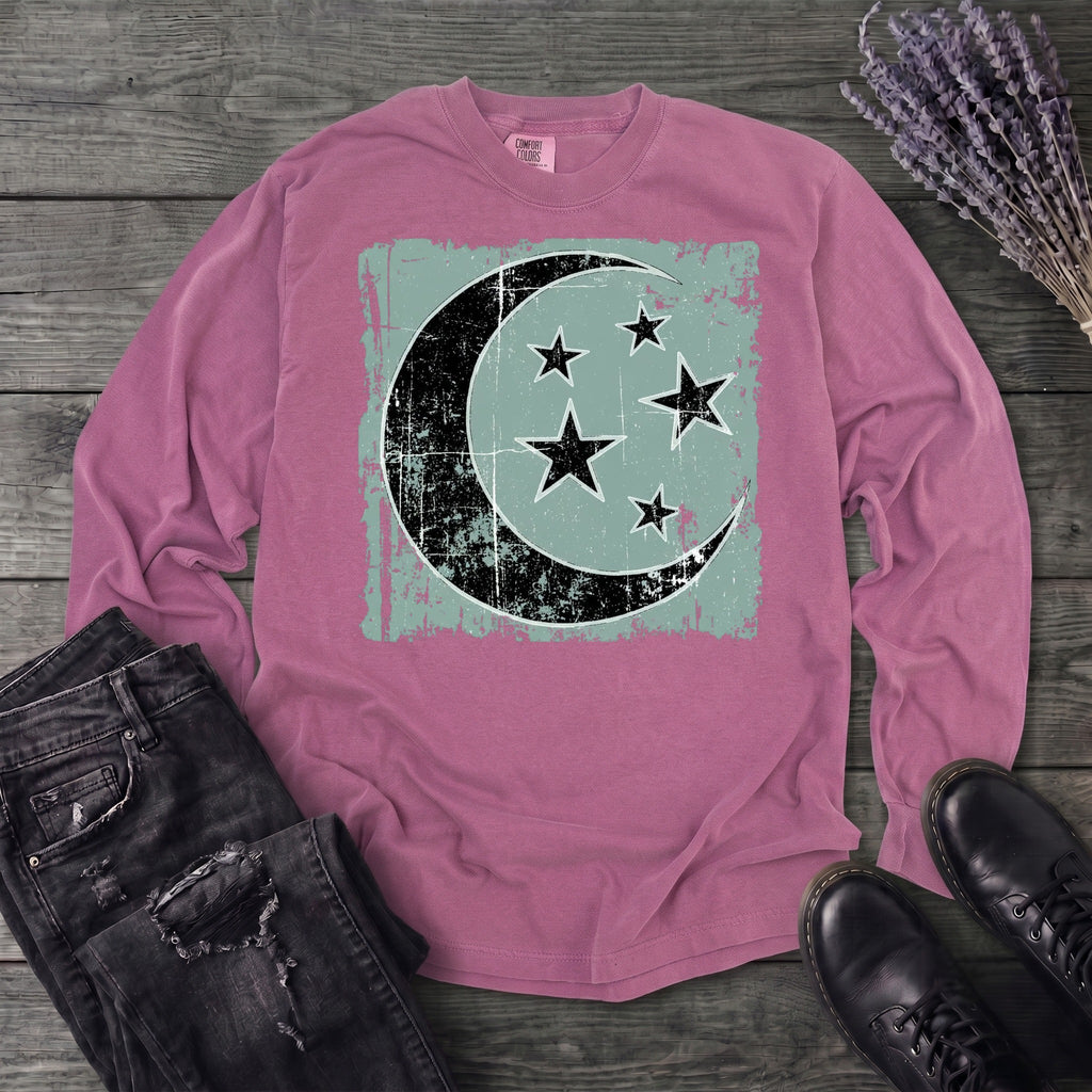Grunge Moon Stars Long Sleeve T-Shirt
