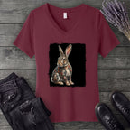 grunge tattoo rabbit V-Neck T-Shirt