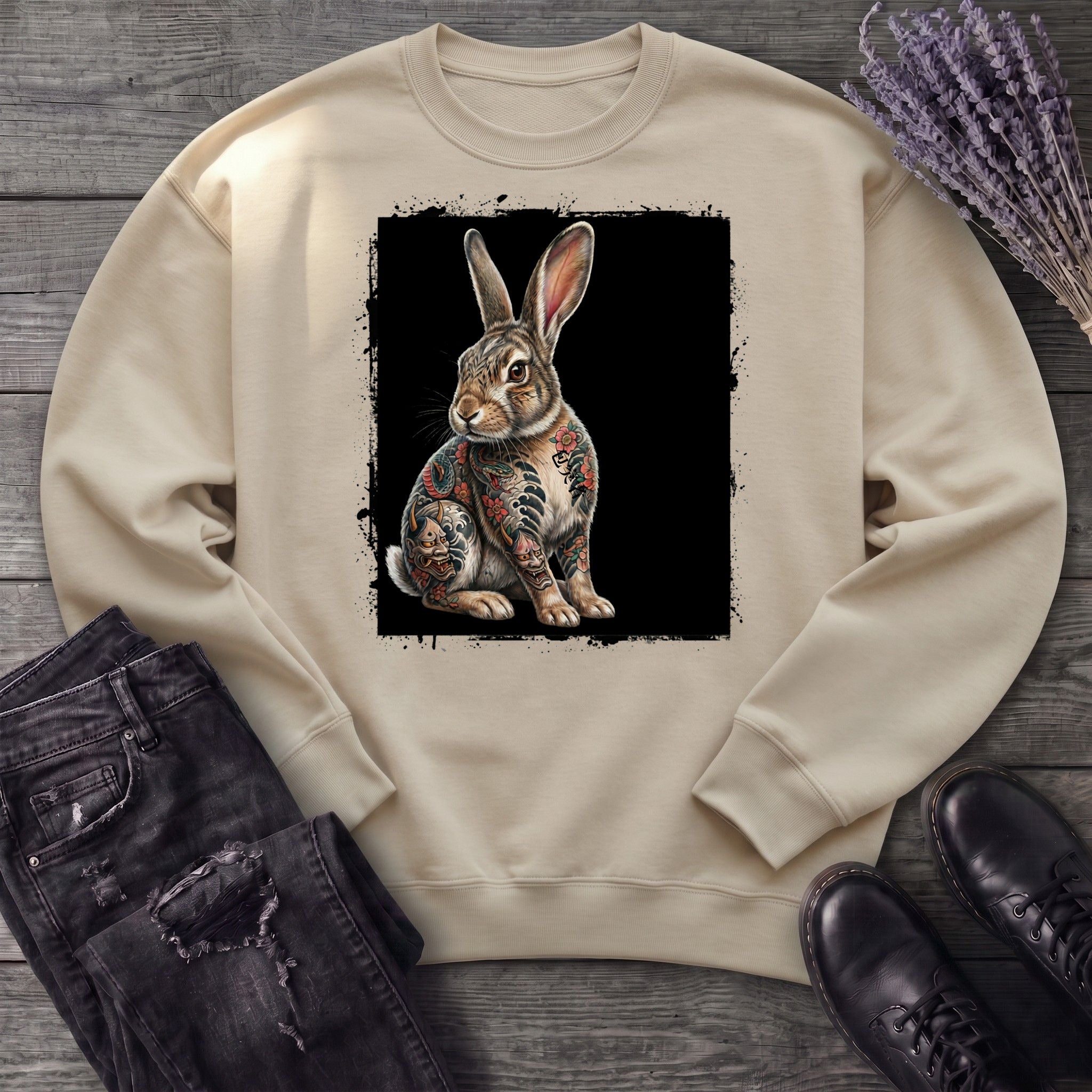 grunge tattoo rabbit Sweatshirt