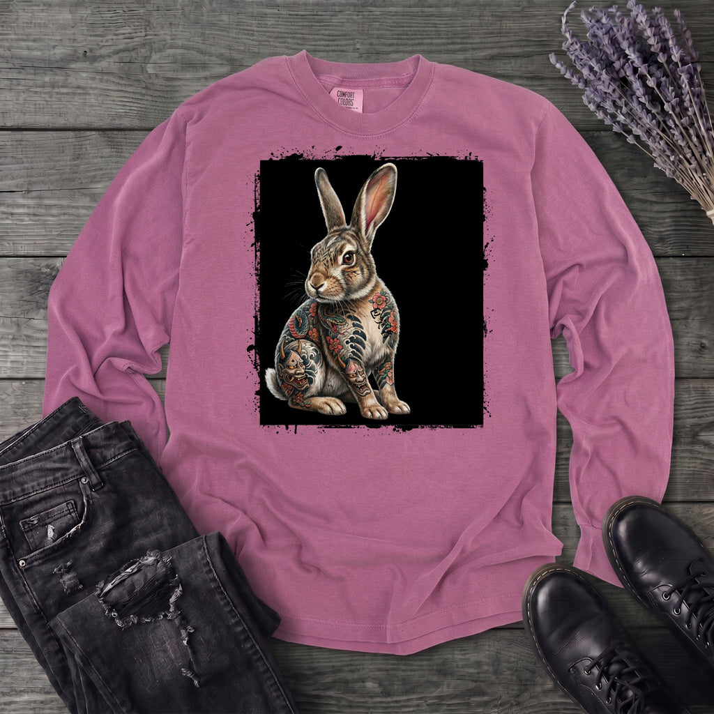 grunge tattoo rabbit Long Sleeve T-Shirt