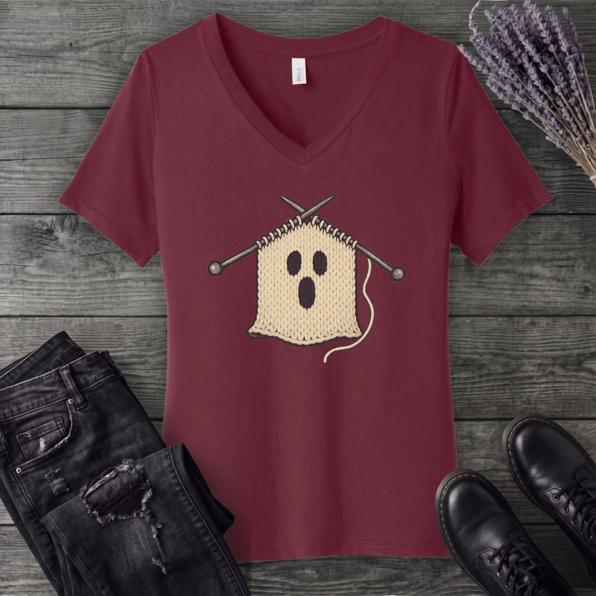 Knit Ghost V-Neck T-Shirt