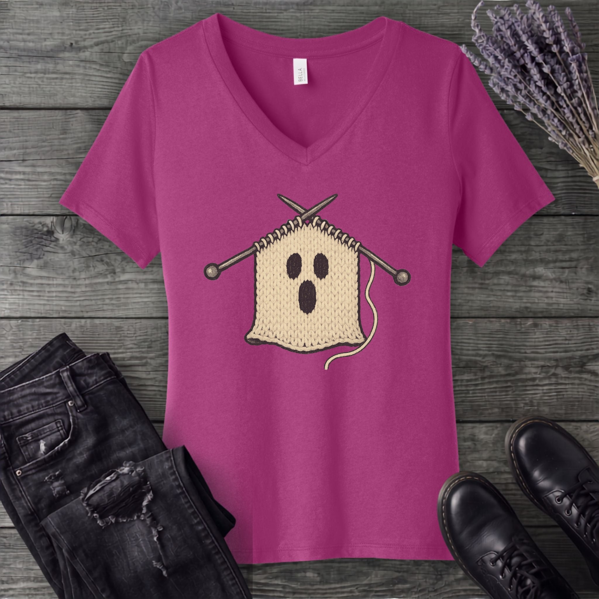 Knit Ghost V-Neck T-Shirt