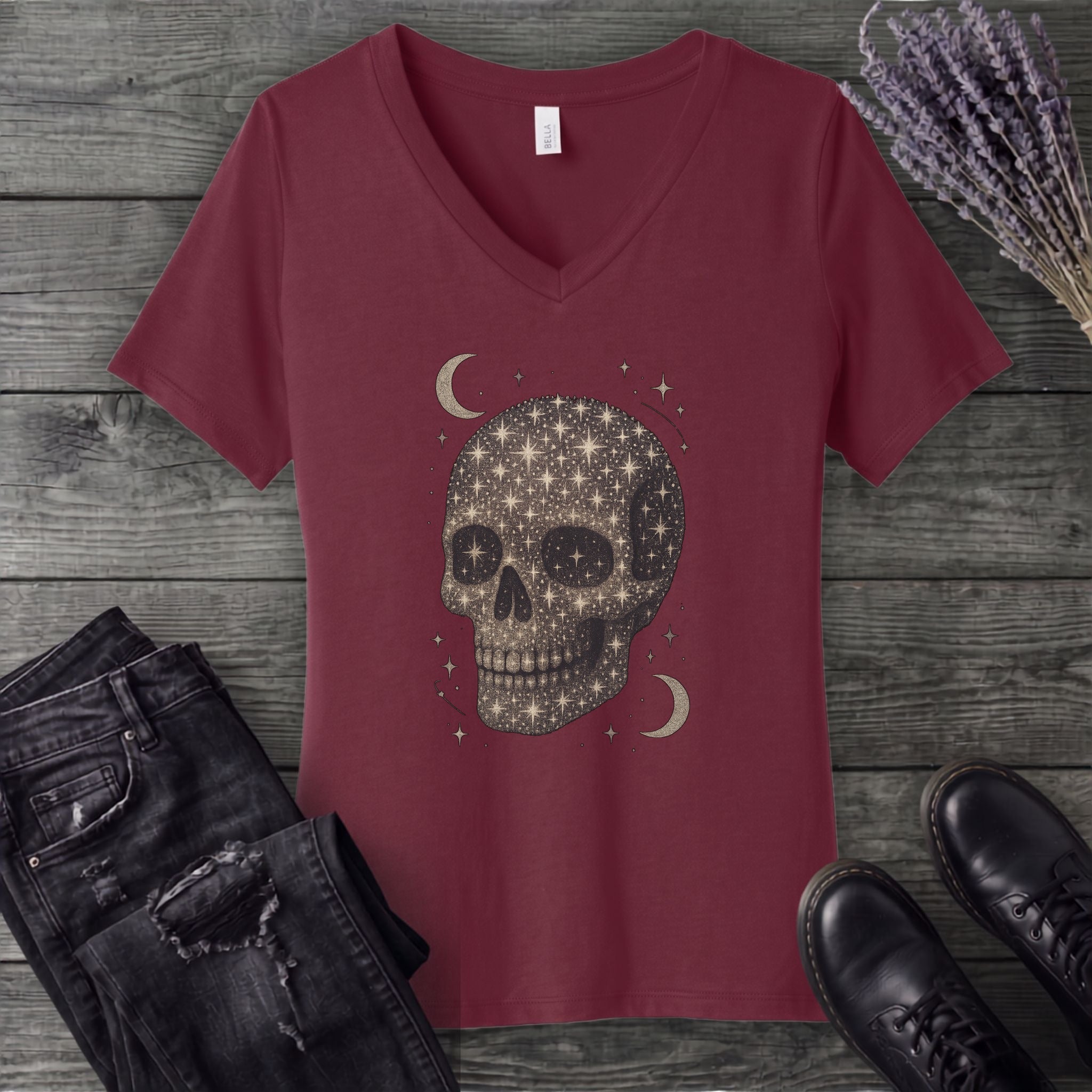 Star Skull V-Neck T-Shirt