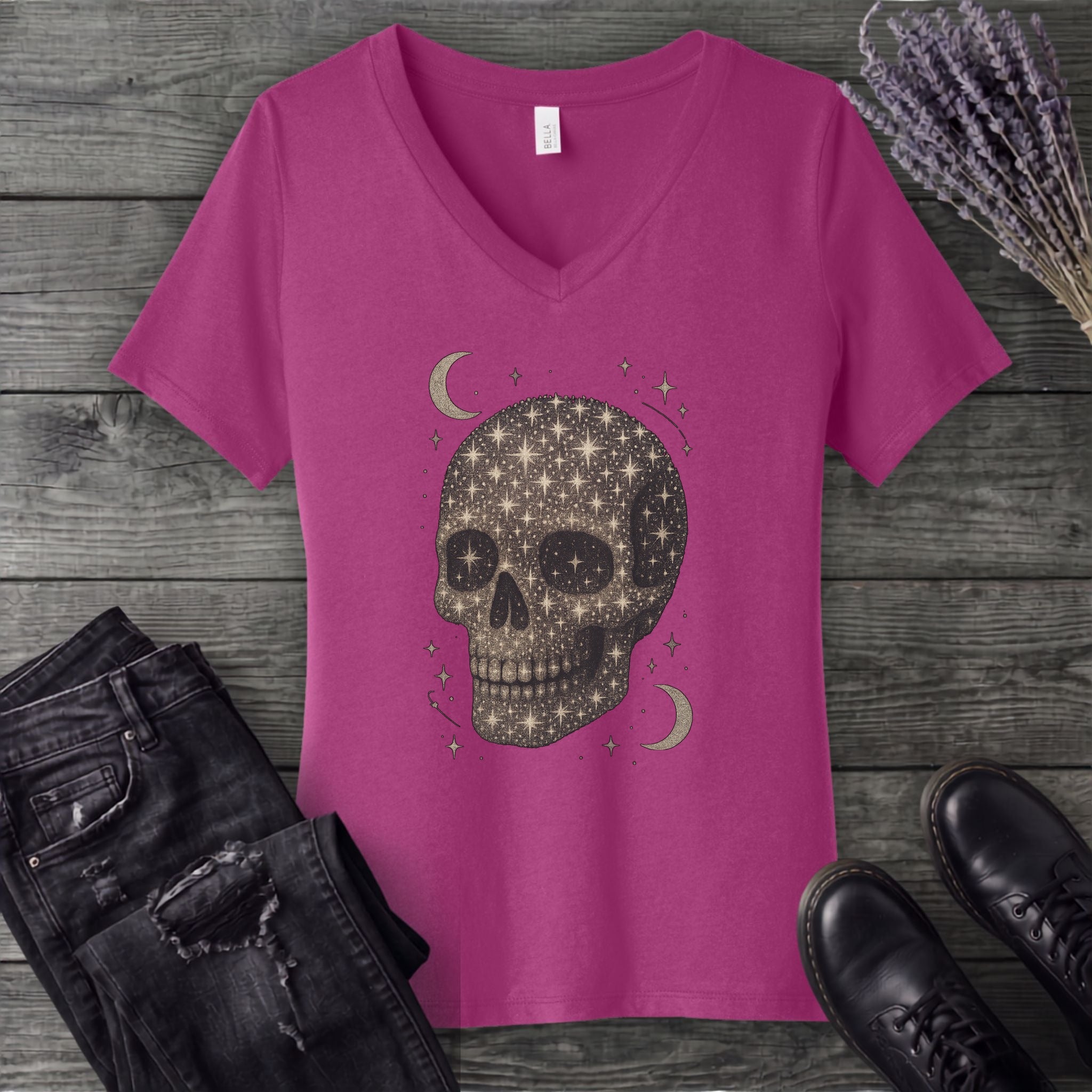 Star Skull V-Neck T-Shirt