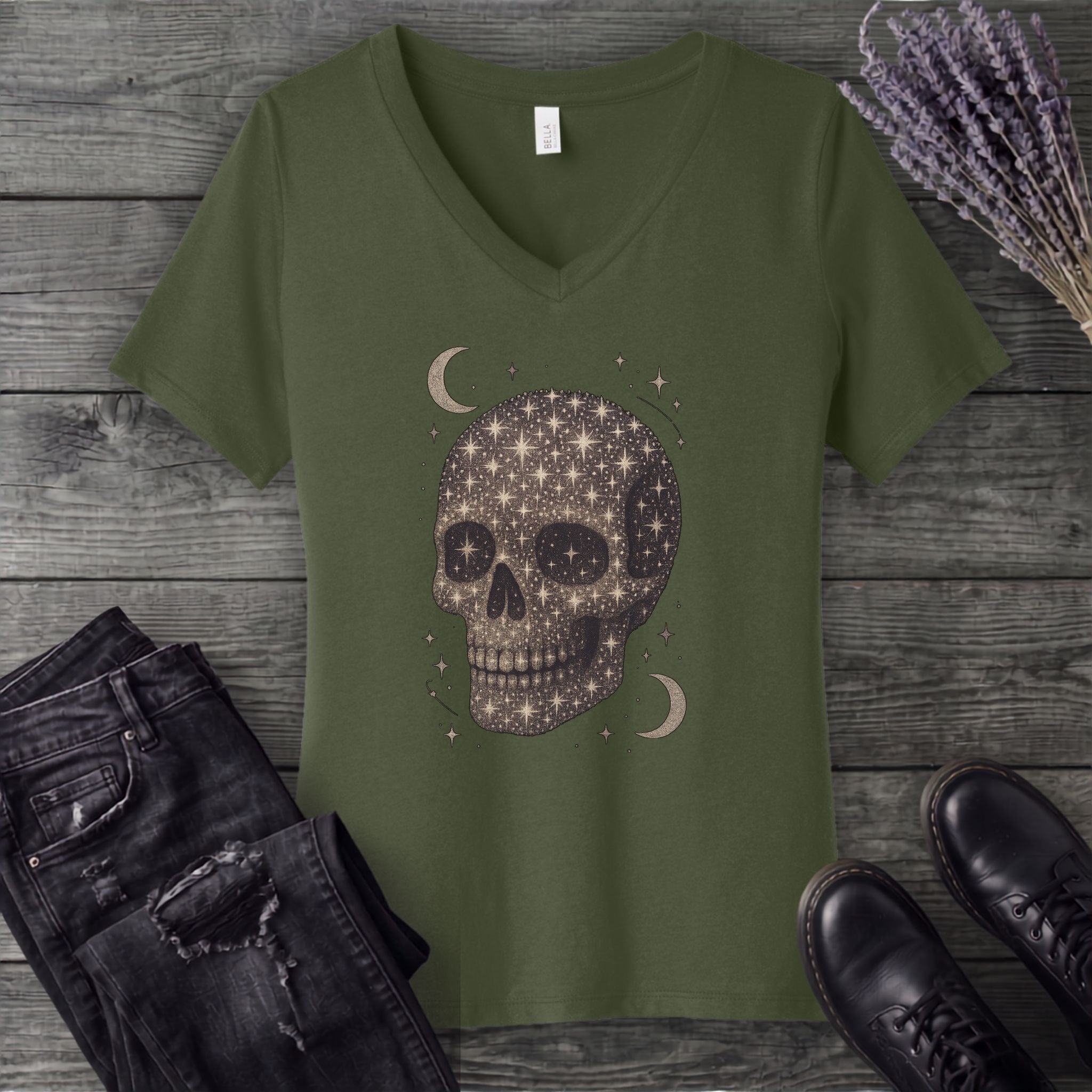 Star Skull V-Neck T-Shirt