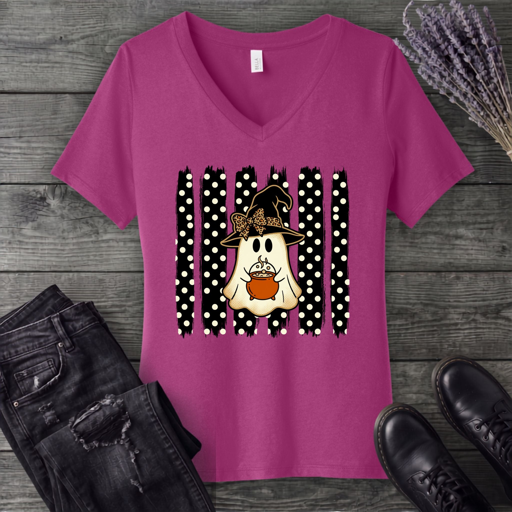 Polka Dot Boutique Ghost V-Neck T-Shirt