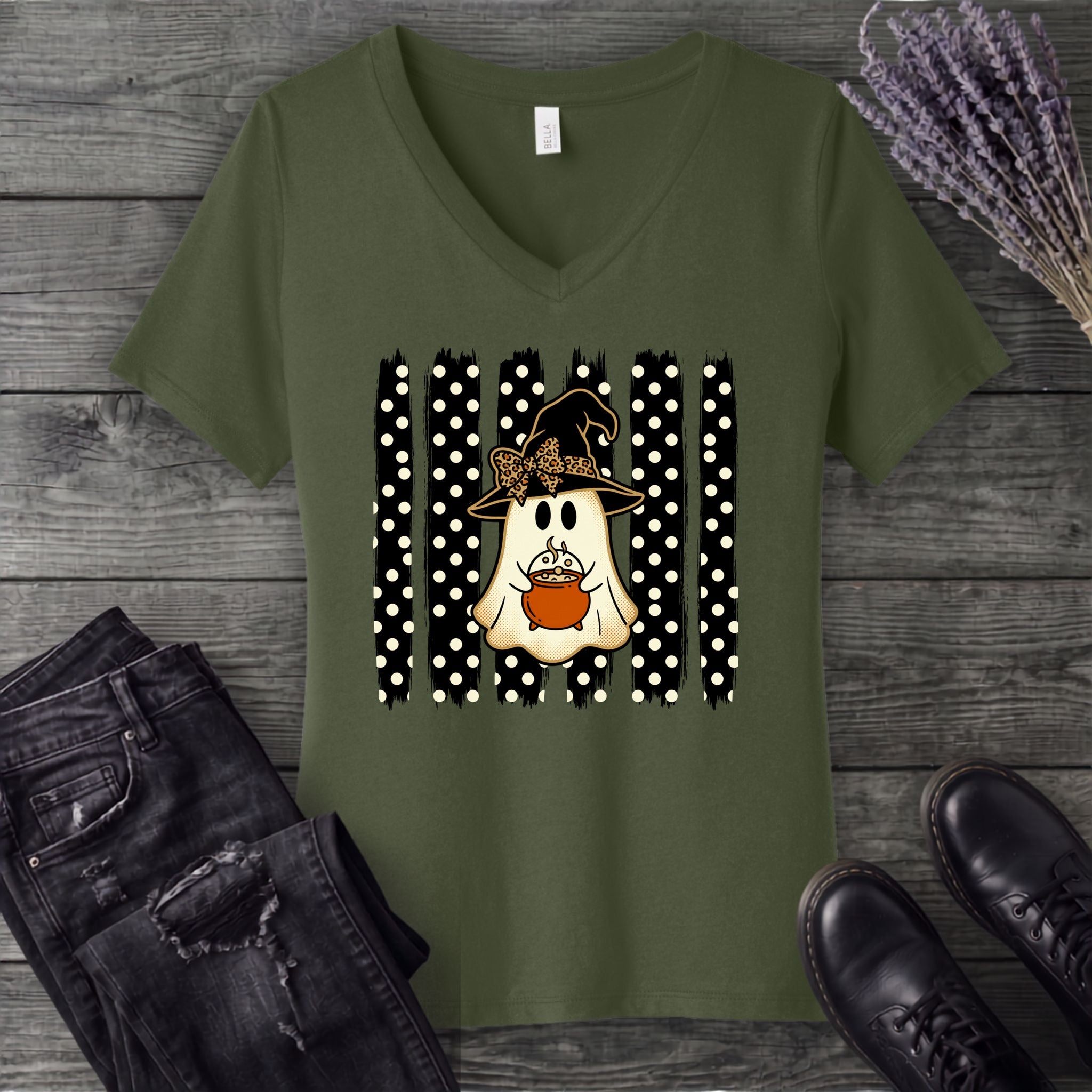 Polka Dot Boutique Ghost V-Neck T-Shirt