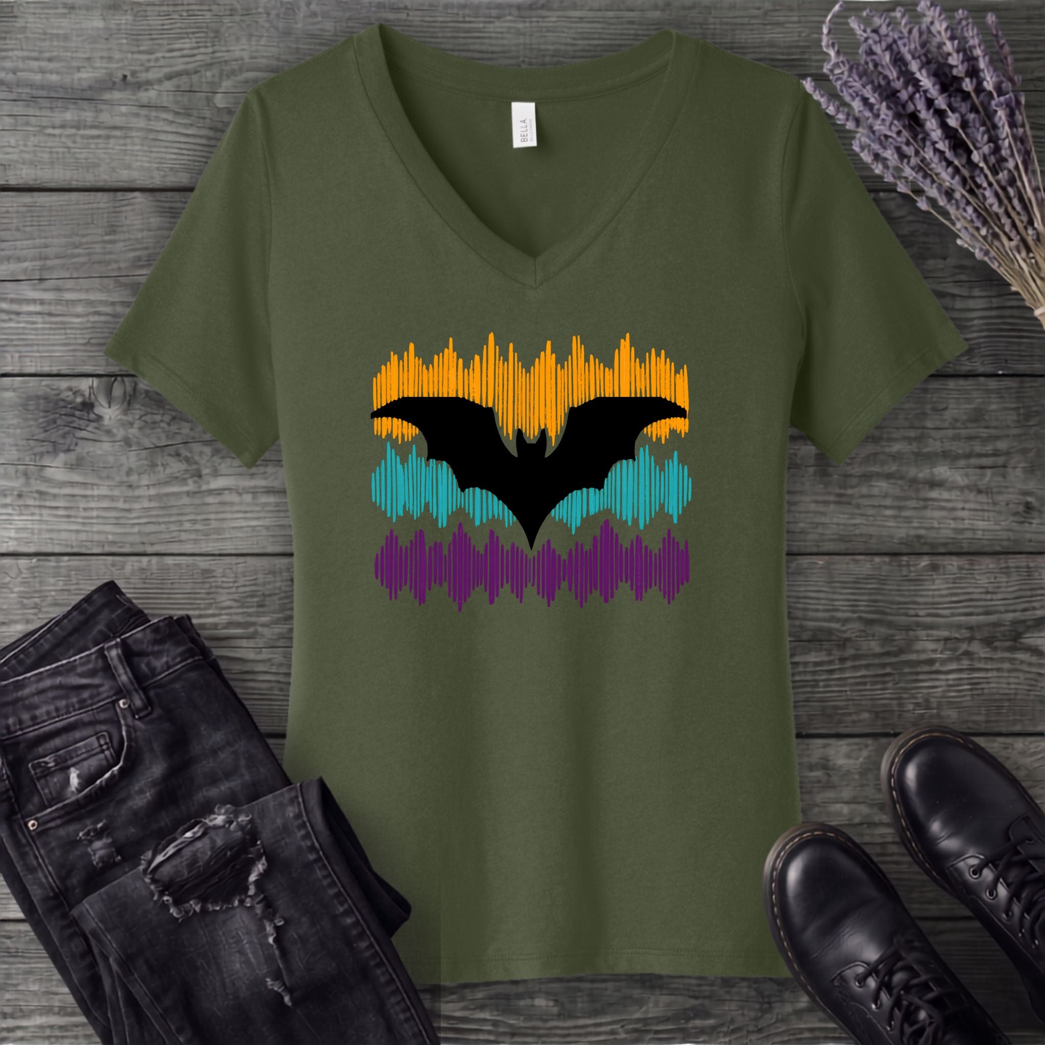 Soundwave Stripes Bat V-Neck T-Shirt