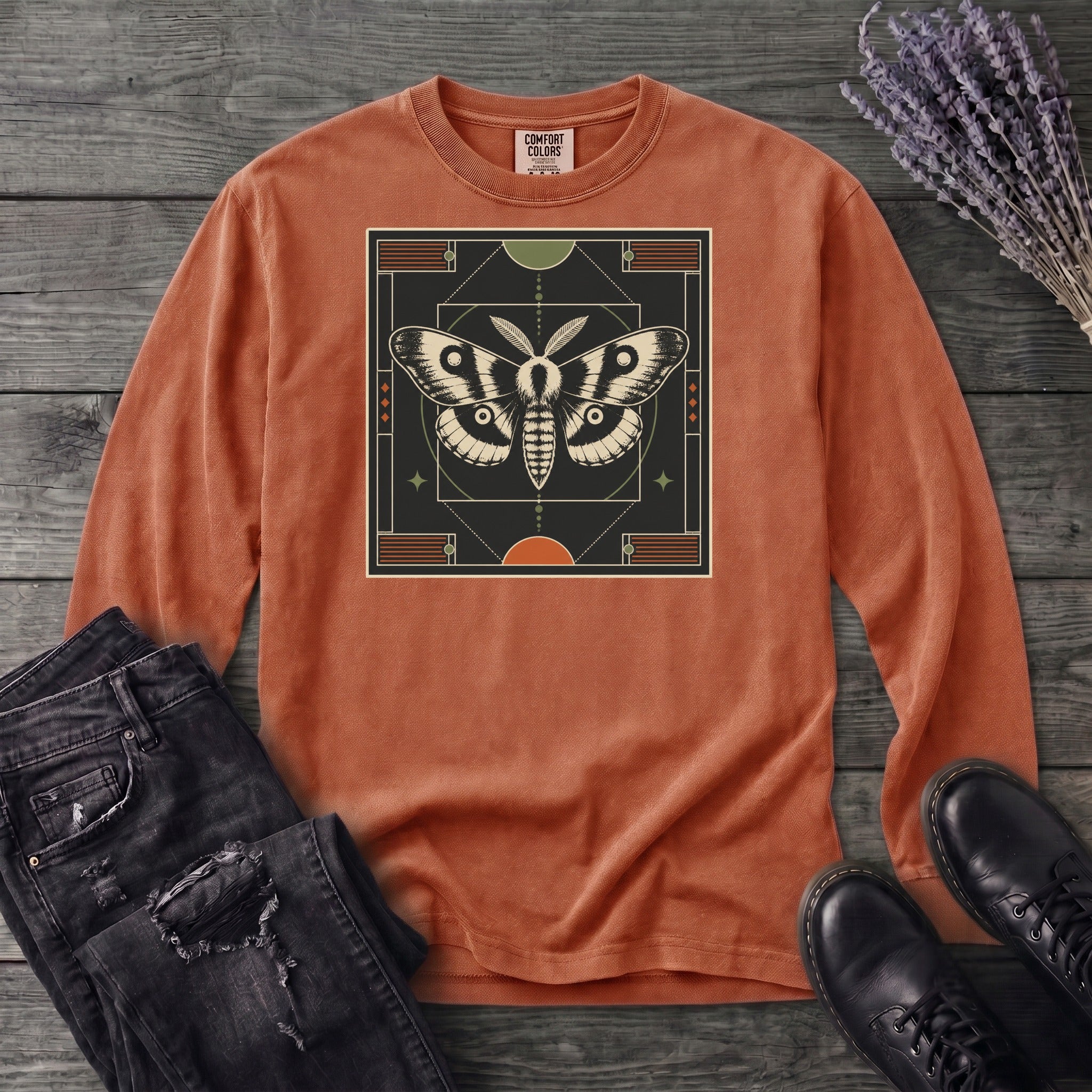 Geometric Moth Long Sleeve T-Shirt