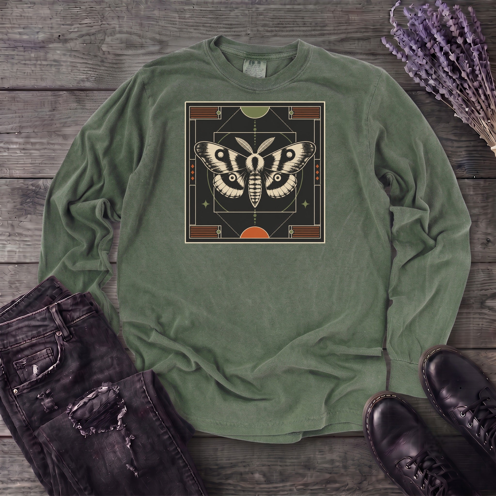 Geometric Moth Long Sleeve T-Shirt