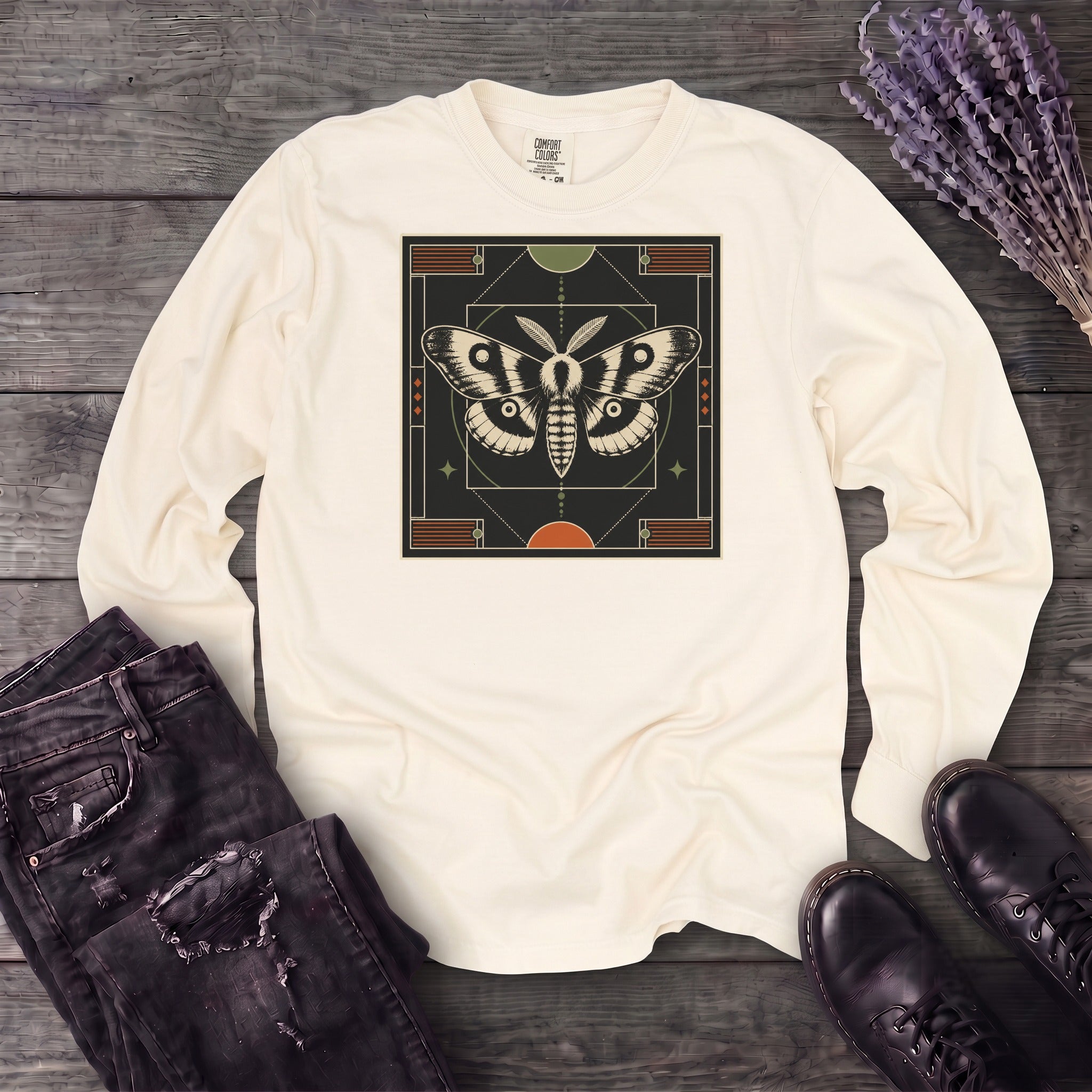 Geometric Moth Long Sleeve T-Shirt