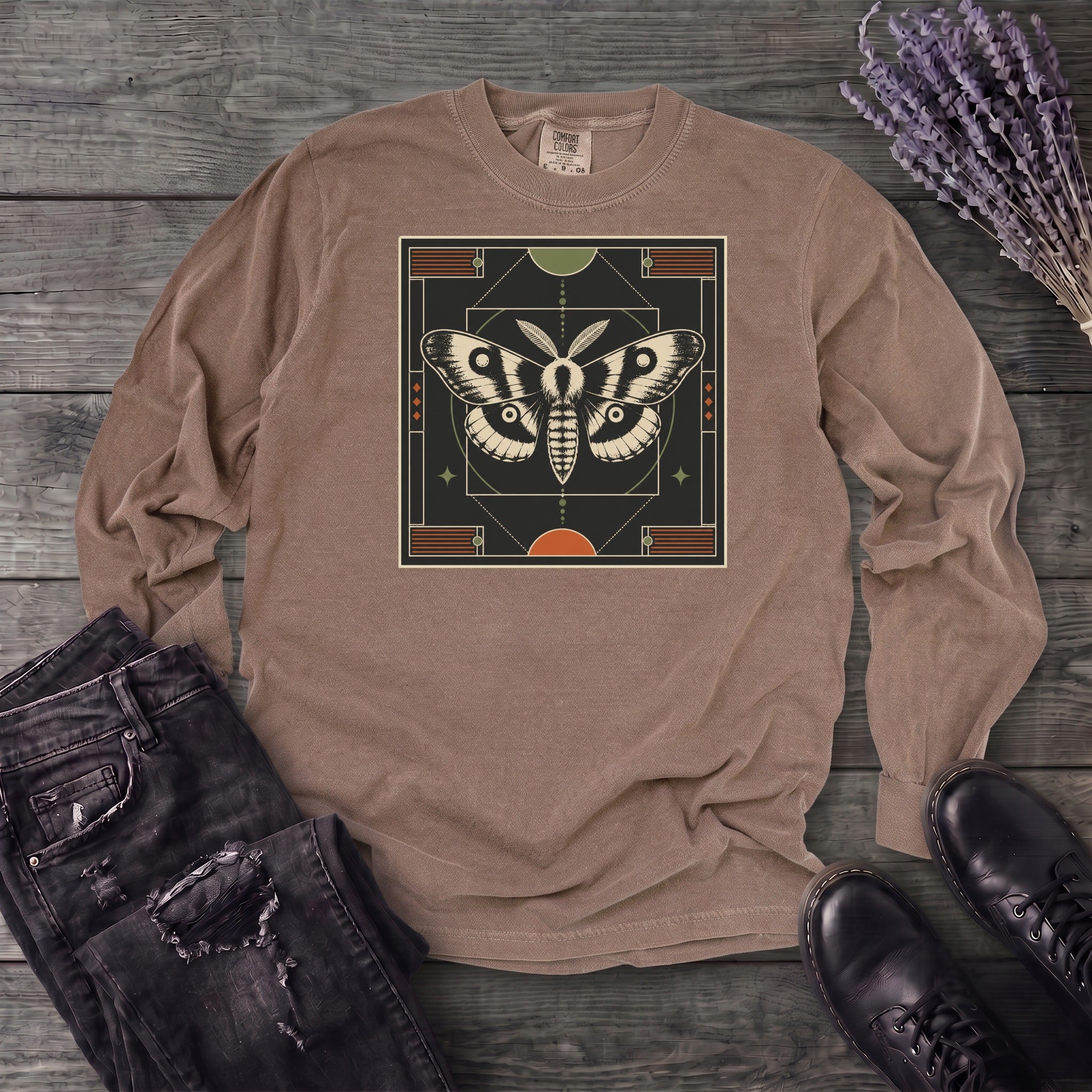 Geometric Moth Long Sleeve T-Shirt