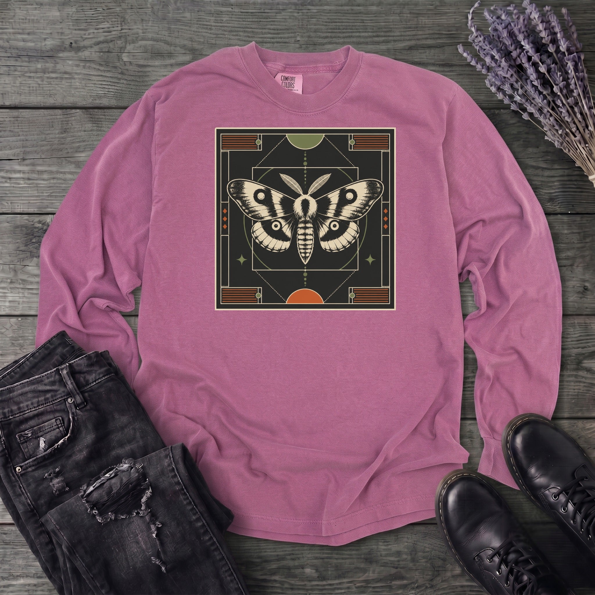 Geometric Moth Long Sleeve T-Shirt