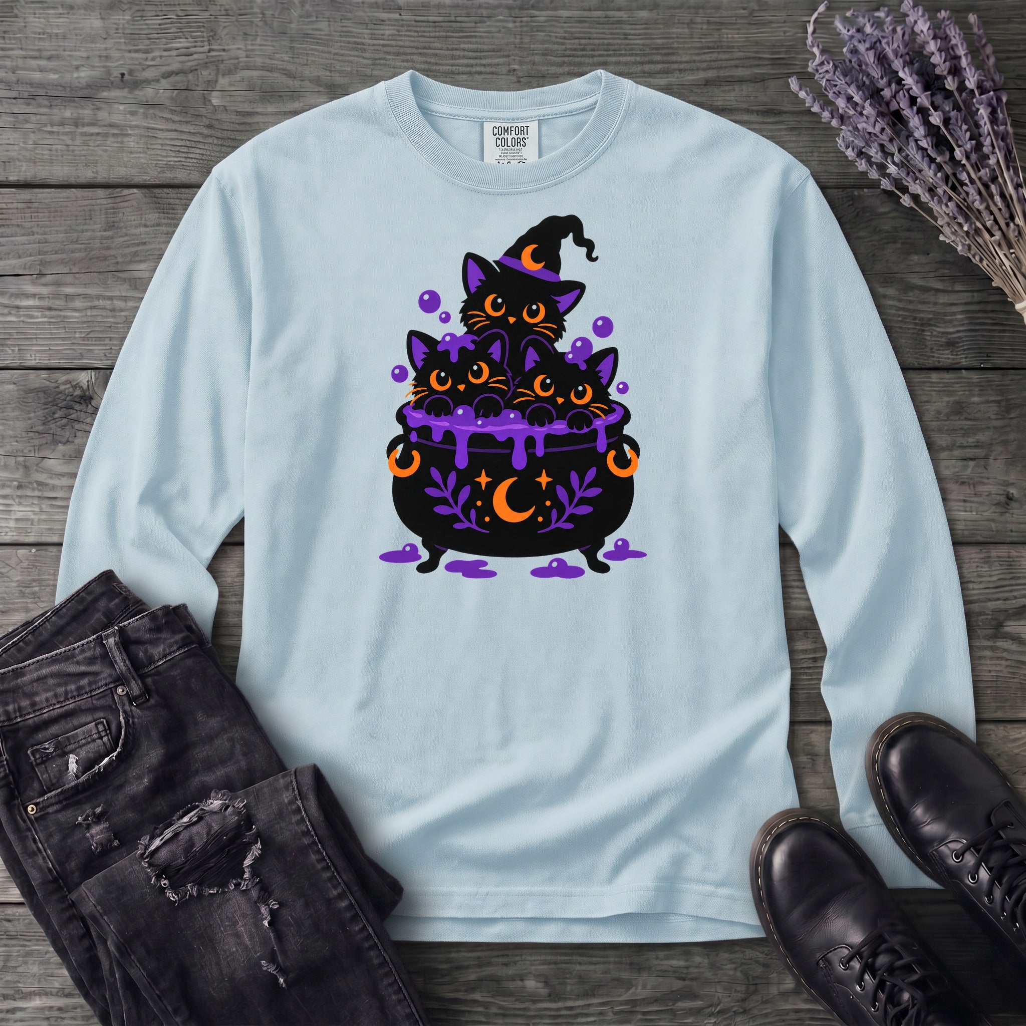 Midnight Cauldron Cats Long Sleeve T-Shirt