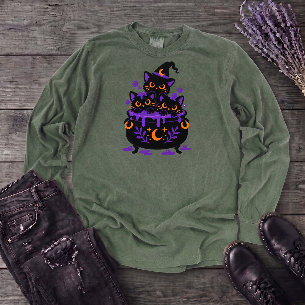 Midnight Cauldron Cats Long Sleeve T-Shirt