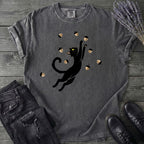 Black Cat Catching Acorns T-Shirt