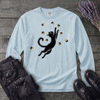 Black Cat Catching Acorns Long Sleeve T-Shirt
