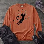Black Cat Catching Acorns Long Sleeve T-Shirt