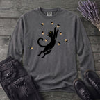 Black Cat Catching Acorns Long Sleeve T-Shirt