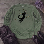Black Cat Catching Acorns Long Sleeve T-Shirt
