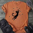 Black Cat Catching Acorns T-Shirt