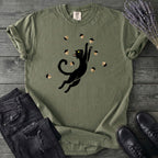 Black Cat Catching Acorns T-Shirt