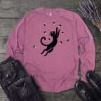 Black Cat Catching Acorns Long Sleeve T-Shirt