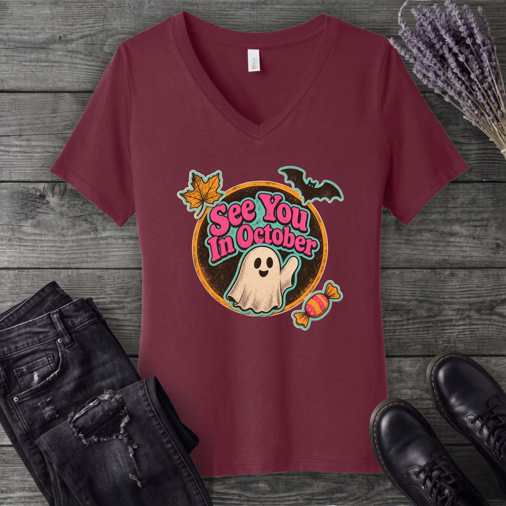 See You In October V-Neck T-Shirt