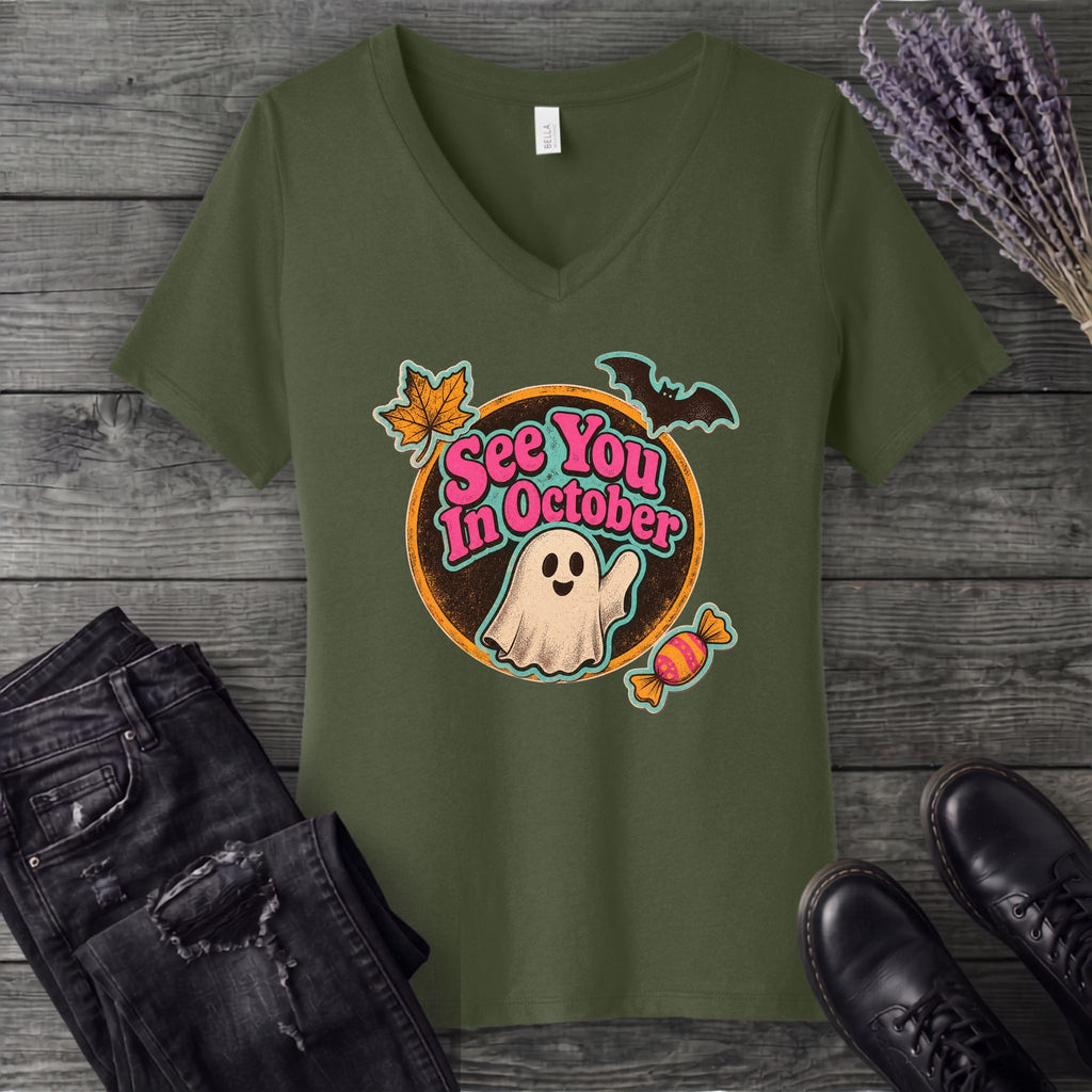 See You In October V-Neck T-Shirt