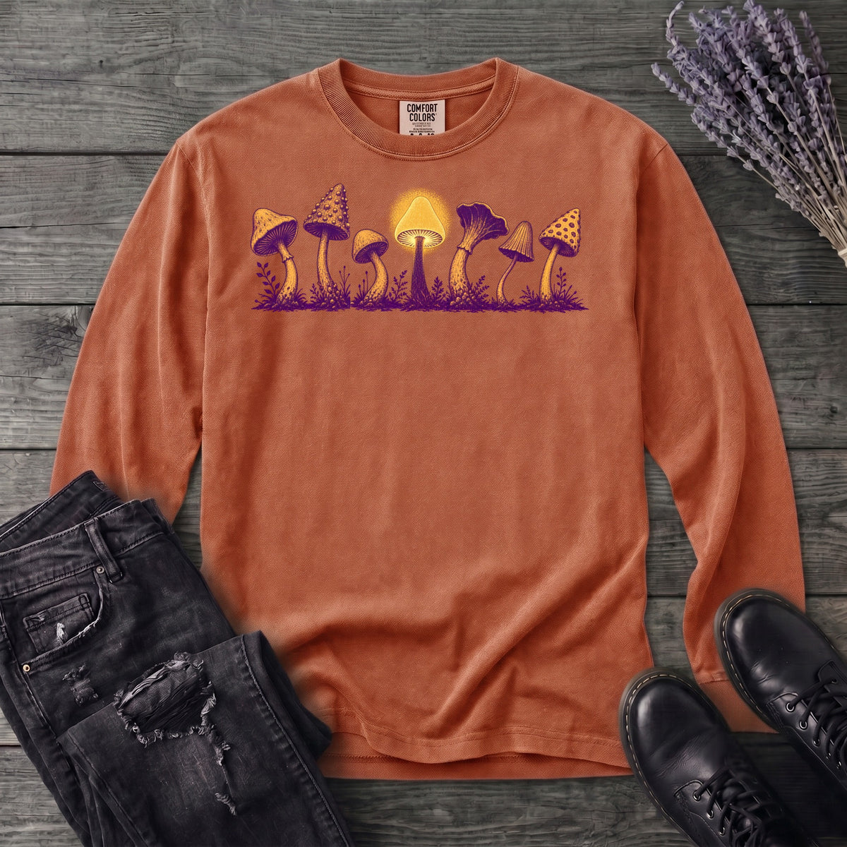Golden Mushroom Grove Long Sleeve T-Shirt