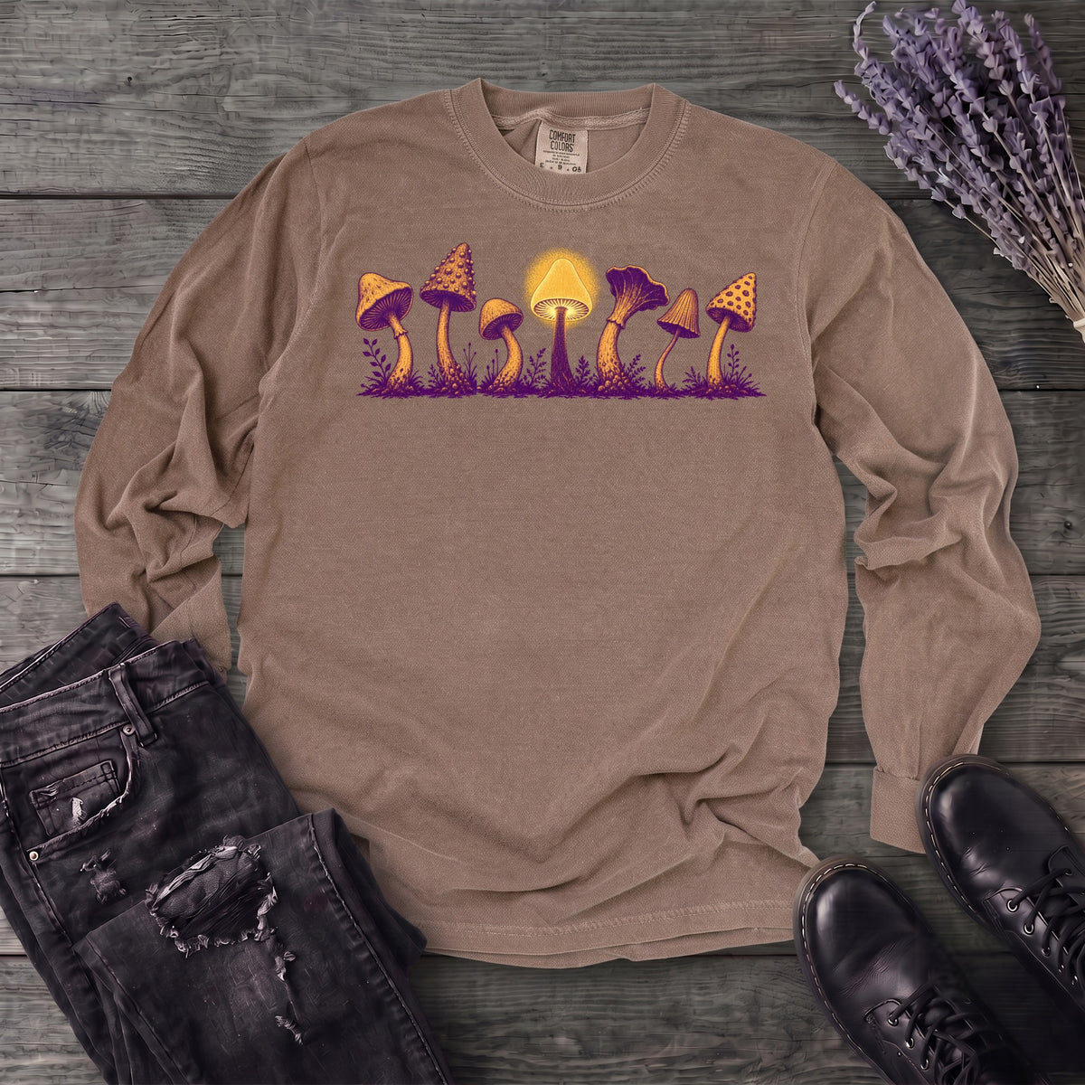 Golden Mushroom Grove Long Sleeve T-Shirt