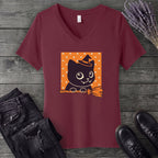 Broomstick Kitty V-Neck T-Shirt
