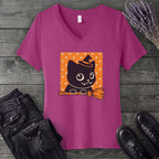 Broomstick Kitty V-Neck T-Shirt
