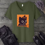Broomstick Kitty V-Neck T-Shirt