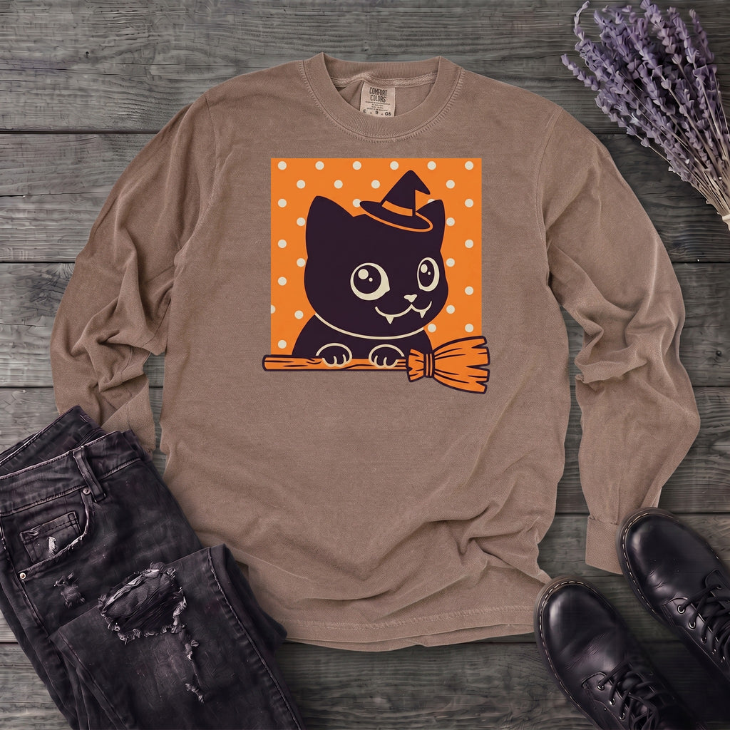 Broomstick Kitty Long Sleeve T-Shirt