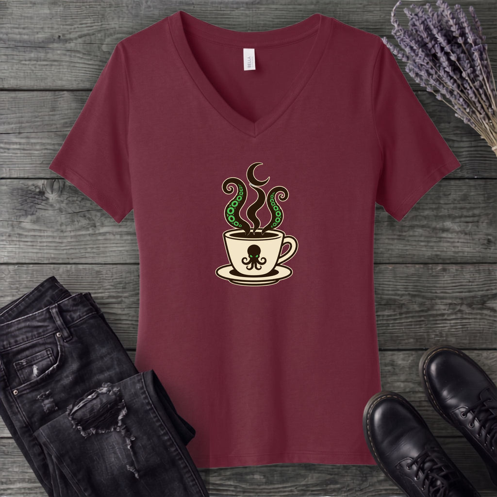 Sea Monster Coffee V-Neck T-Shirt