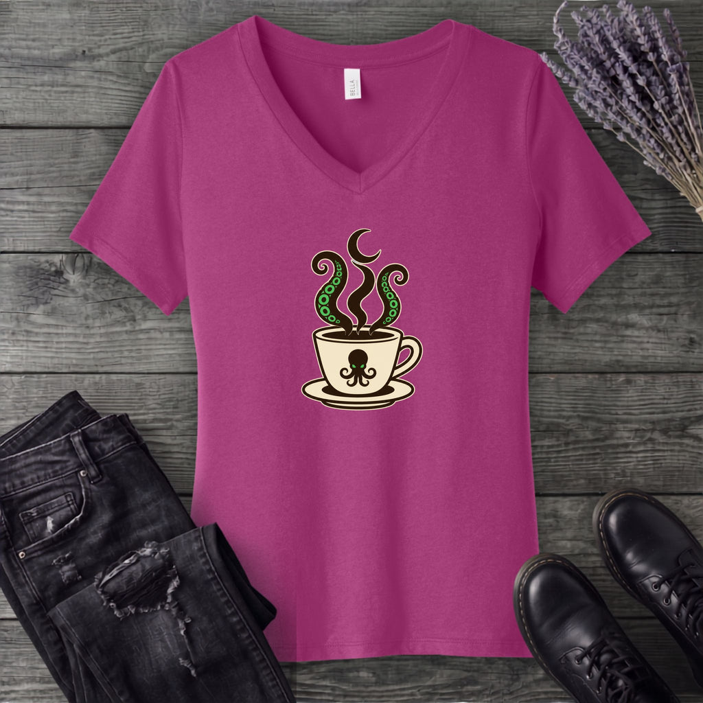 Sea Monster Coffee V-Neck T-Shirt