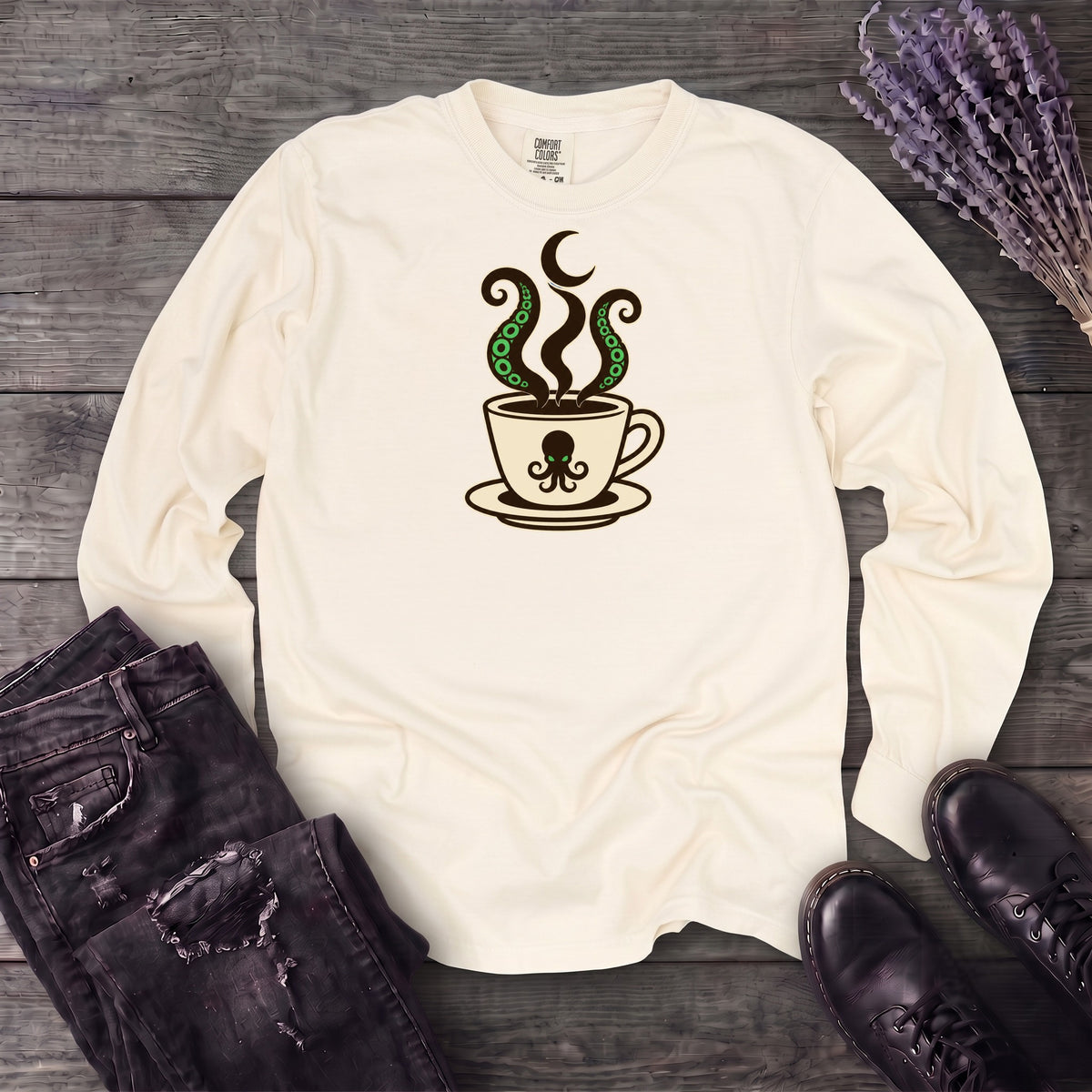 Sea Monster Coffee Long Sleeve T-Shirt