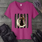 PolkaDot Witchy Cat V-Neck T-Shirt