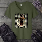 PolkaDot Witchy Cat V-Neck T-Shirt