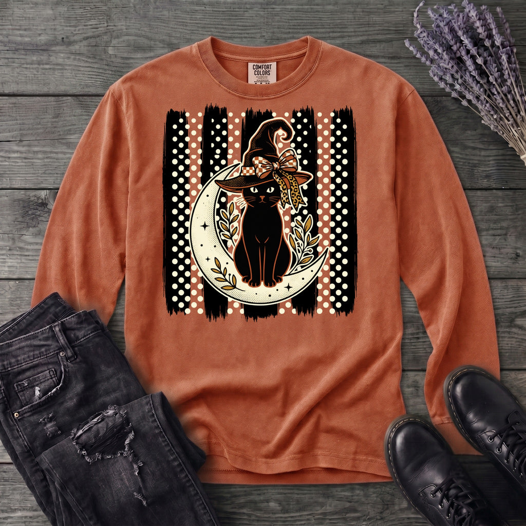 PolkaDot Witchy Cat Long Sleeve T-Shirt