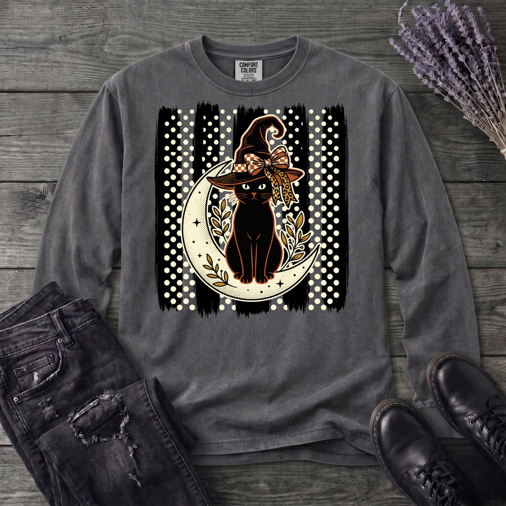 PolkaDot Witchy Cat Long Sleeve T-Shirt