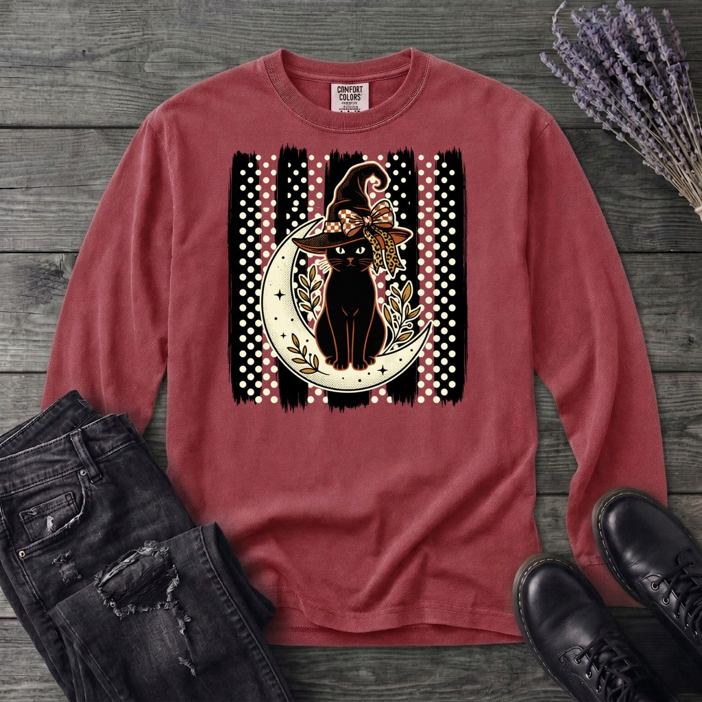 PolkaDot Witchy Cat Long Sleeve T-Shirt