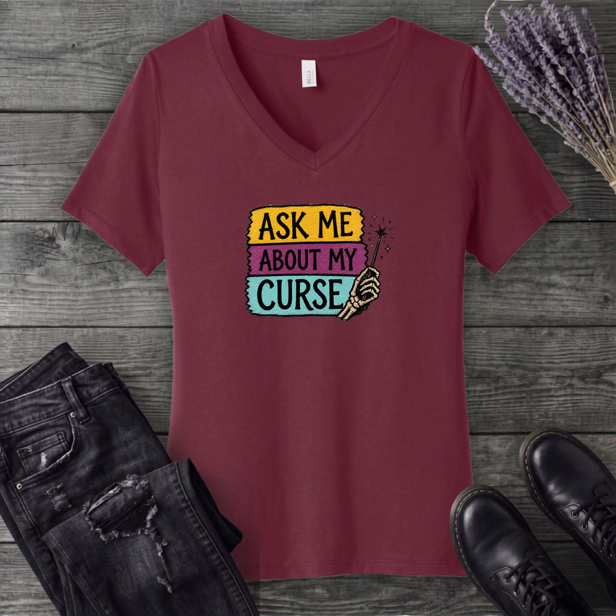 Ask Me About My Curse V-Neck T-Shirt