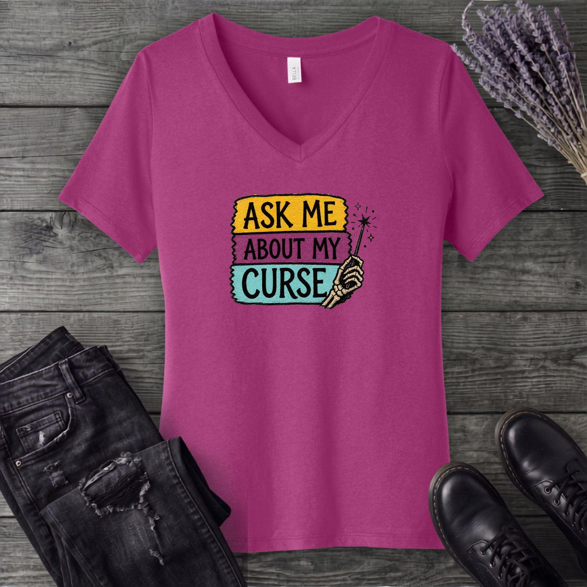 Ask Me About My Curse V-Neck T-Shirt